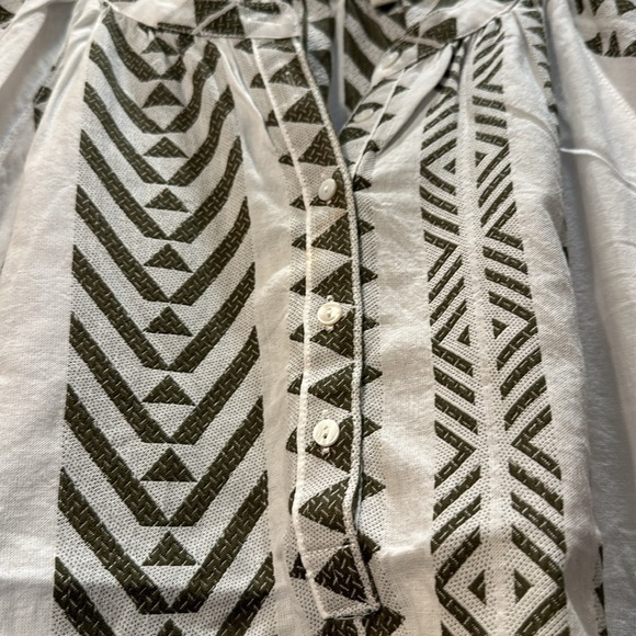 Dylan Fun Off White Green Print Short Sleeve Button cotton shirt size M - Picture 8 of 12